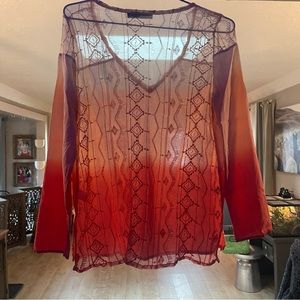 GYPSY- XS sheer ombré & Lace Top Blouse EUC!